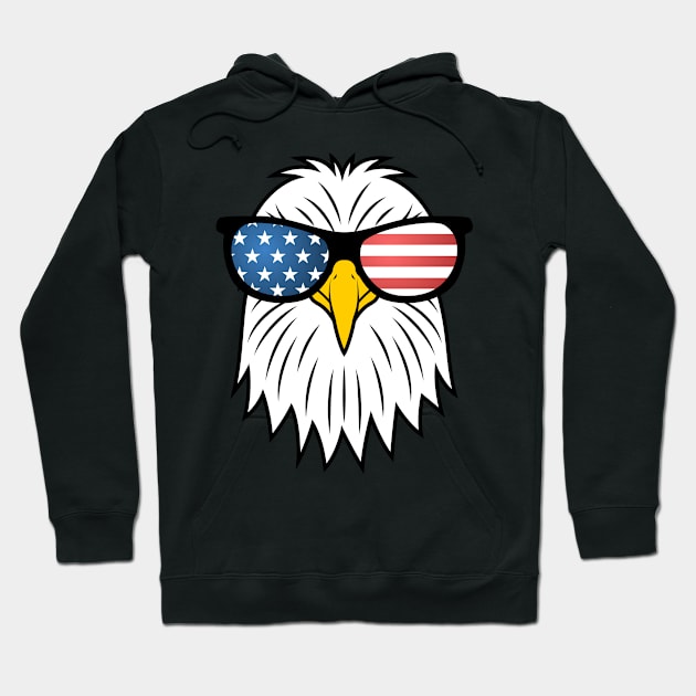 American Bald Eagle with USA Flag Glasses Hoodie by Teeziner